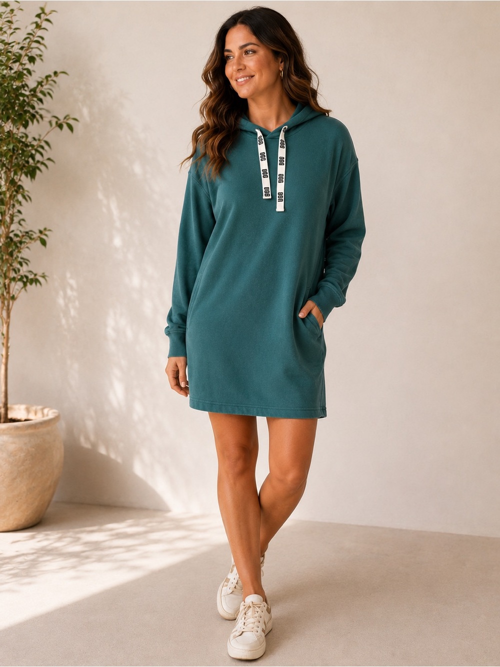 UGG Lucille Fleece Hoodie Dress Green Size XS